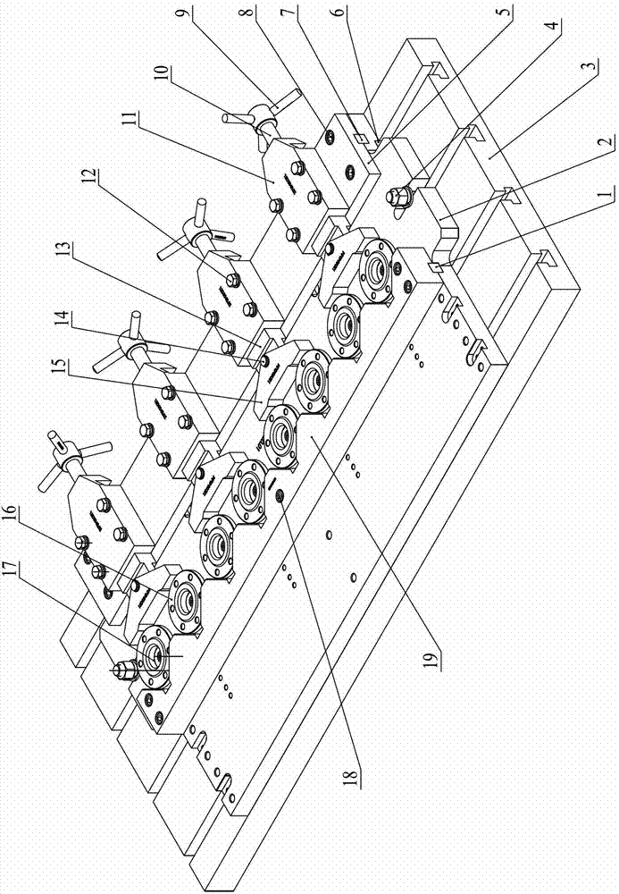 Positioning and clamping mechanism for a plurality of drill holes