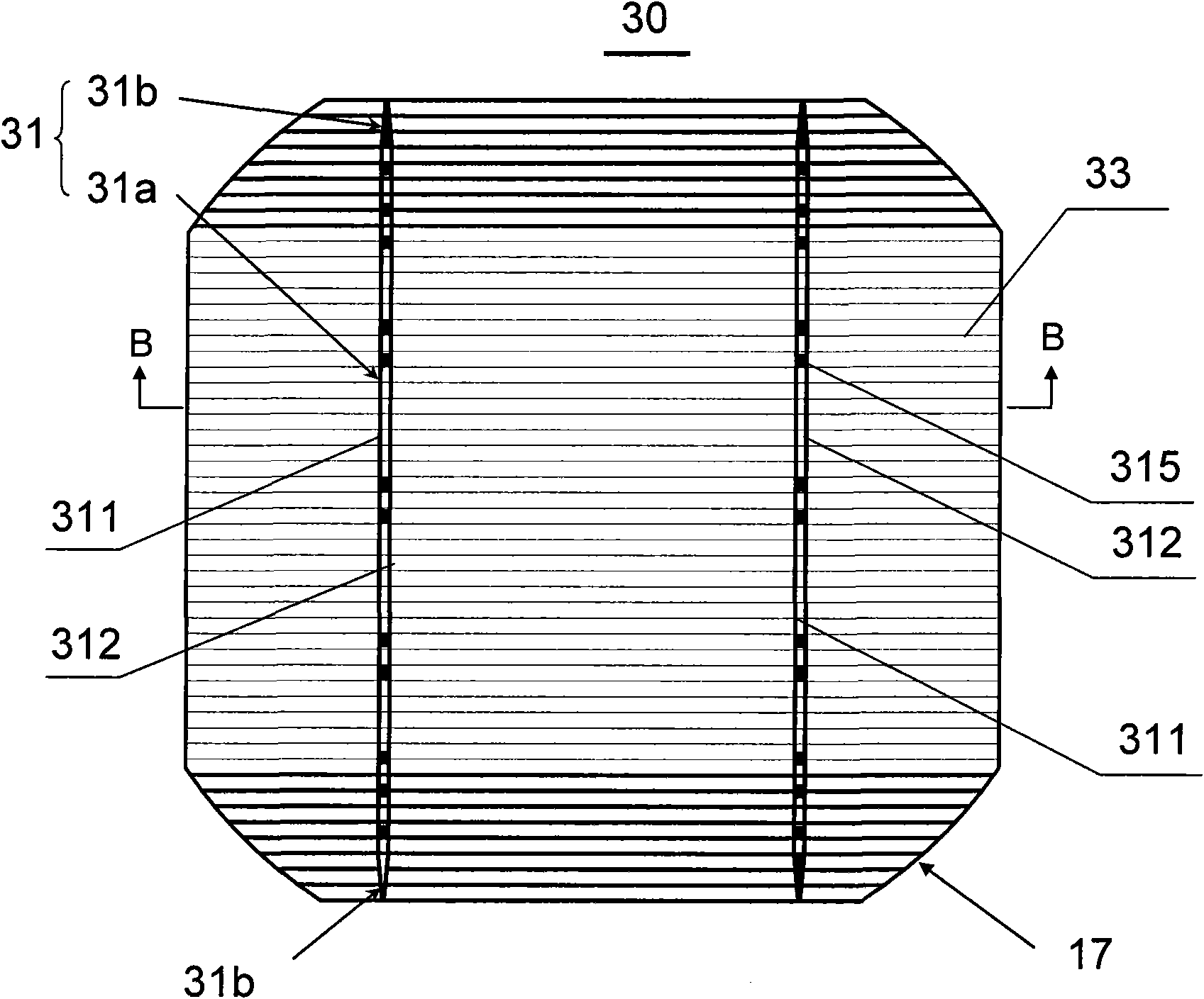Solar cell, screen printing plate and solar cell module thereof