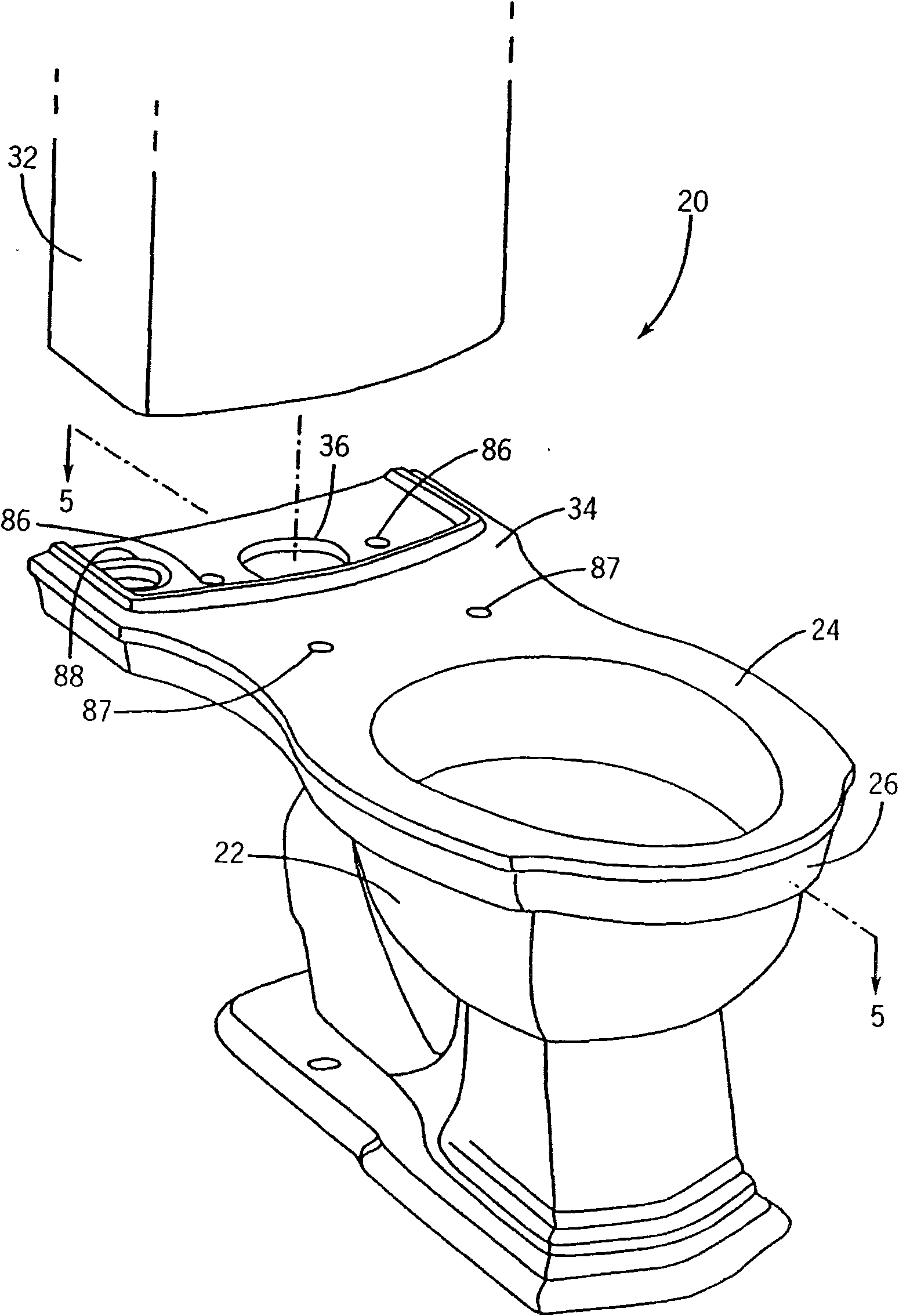 Toilet with reduced water usage