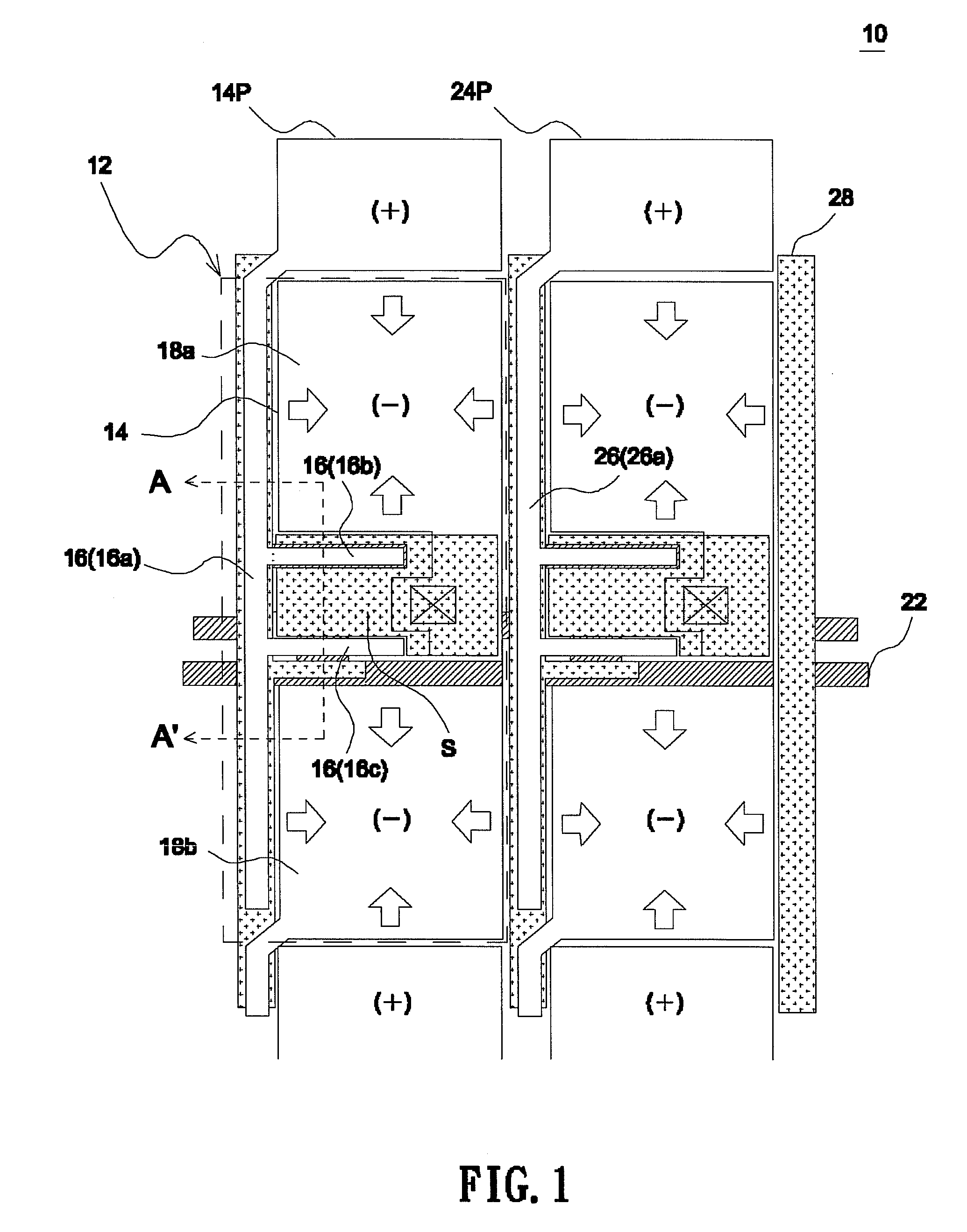 Multi-domain liquid crystal display and array substrate thereof comprising a storage capacitor having an auxiliary electrode controlled by a preceding scan line or signal line
