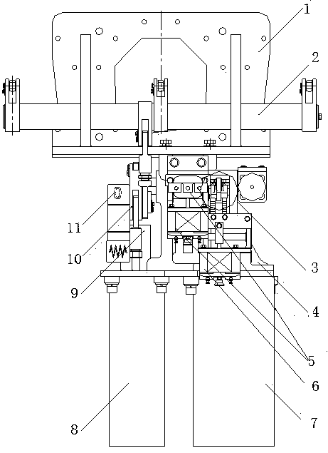 High-voltage breaker spring operating mechanism and transmission device