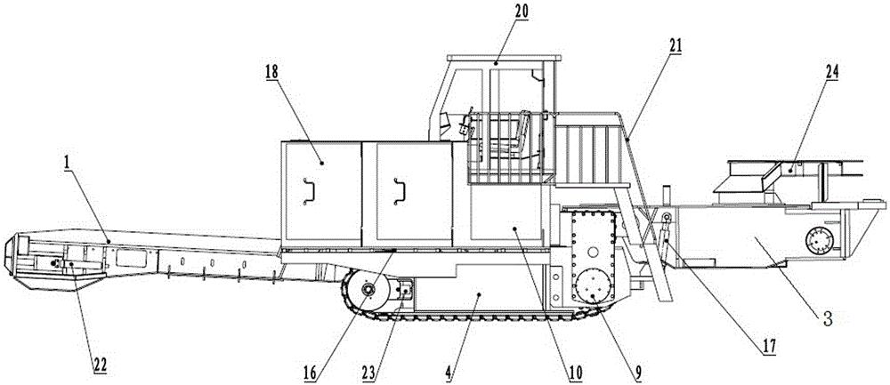 Continuous walking type transport loader of open pit coal mine