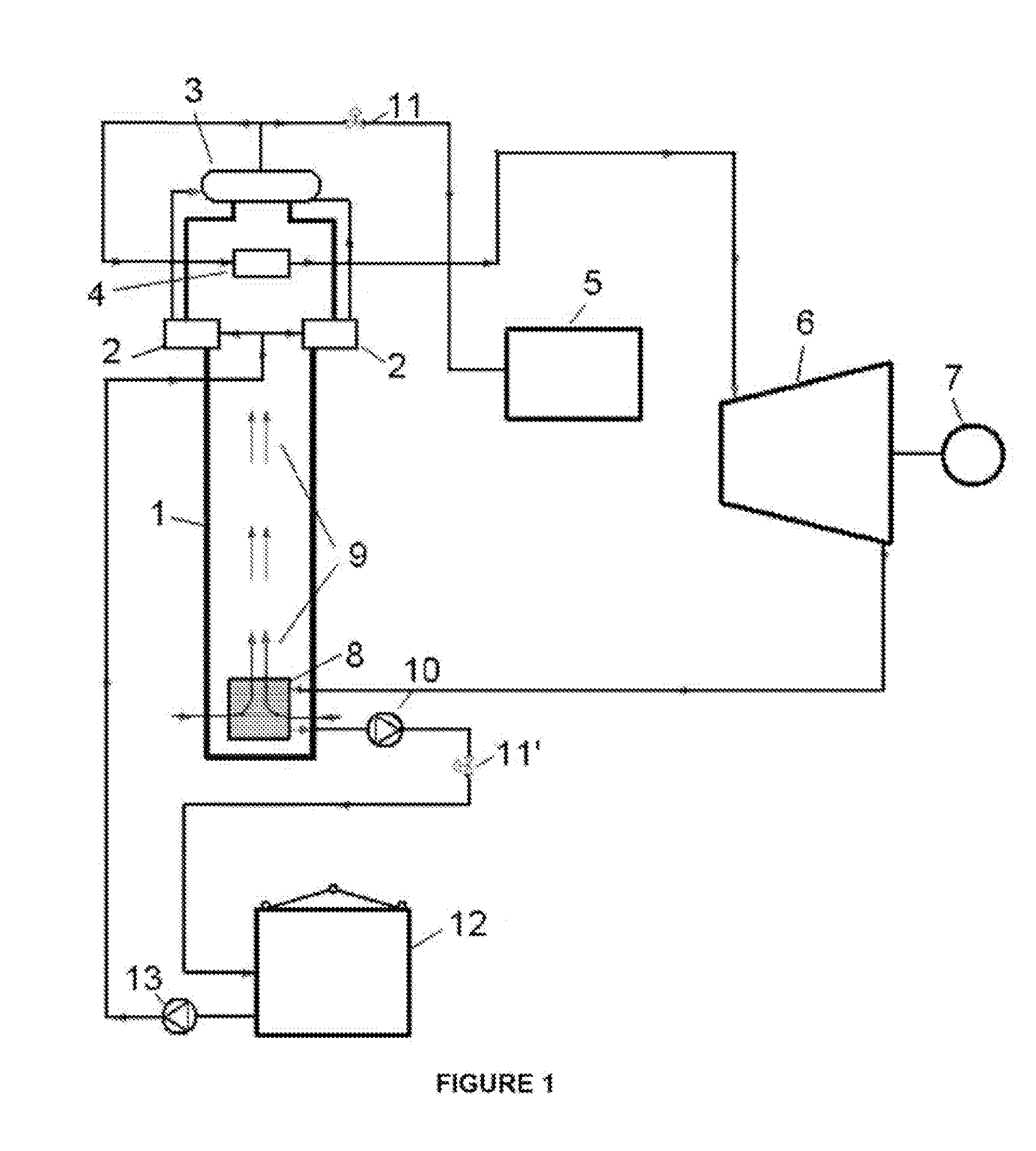 Method for the natural-draught cooling of a solar concentration plant
