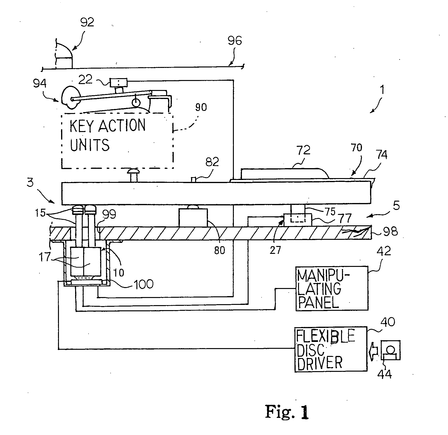 Automatic player keyboard musical instrument equipped with key sensors shared between automatic playing system and recording system