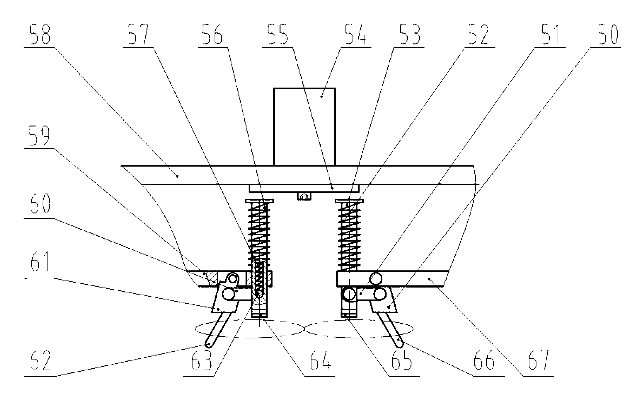 Discharge mechanism of wire harness winding machine