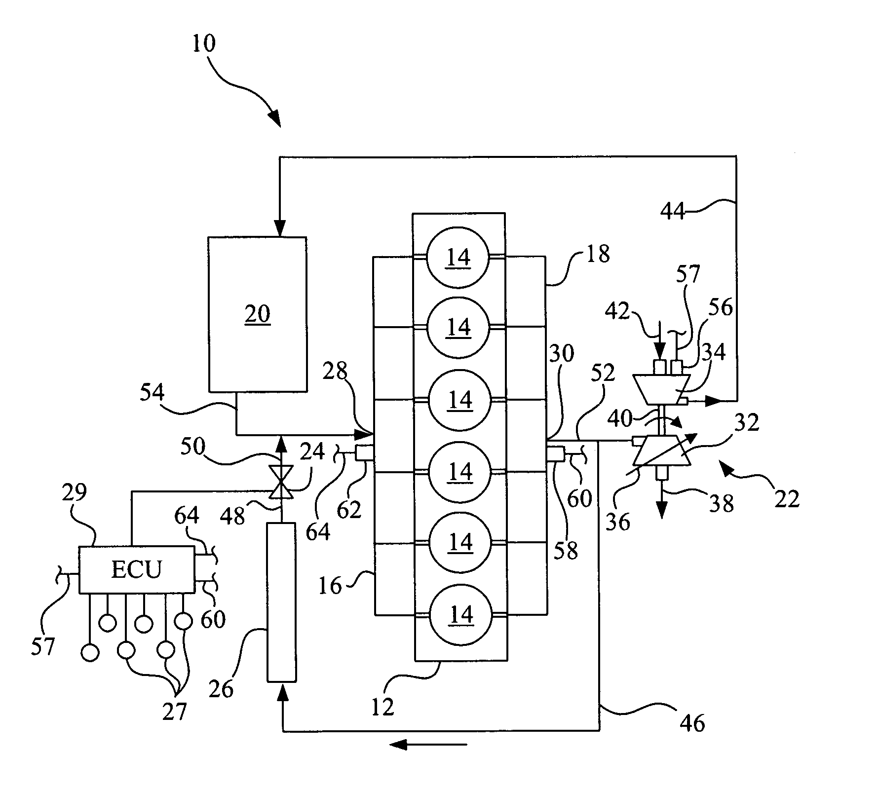 Internal combustion engine with turbocharger surge detection and control