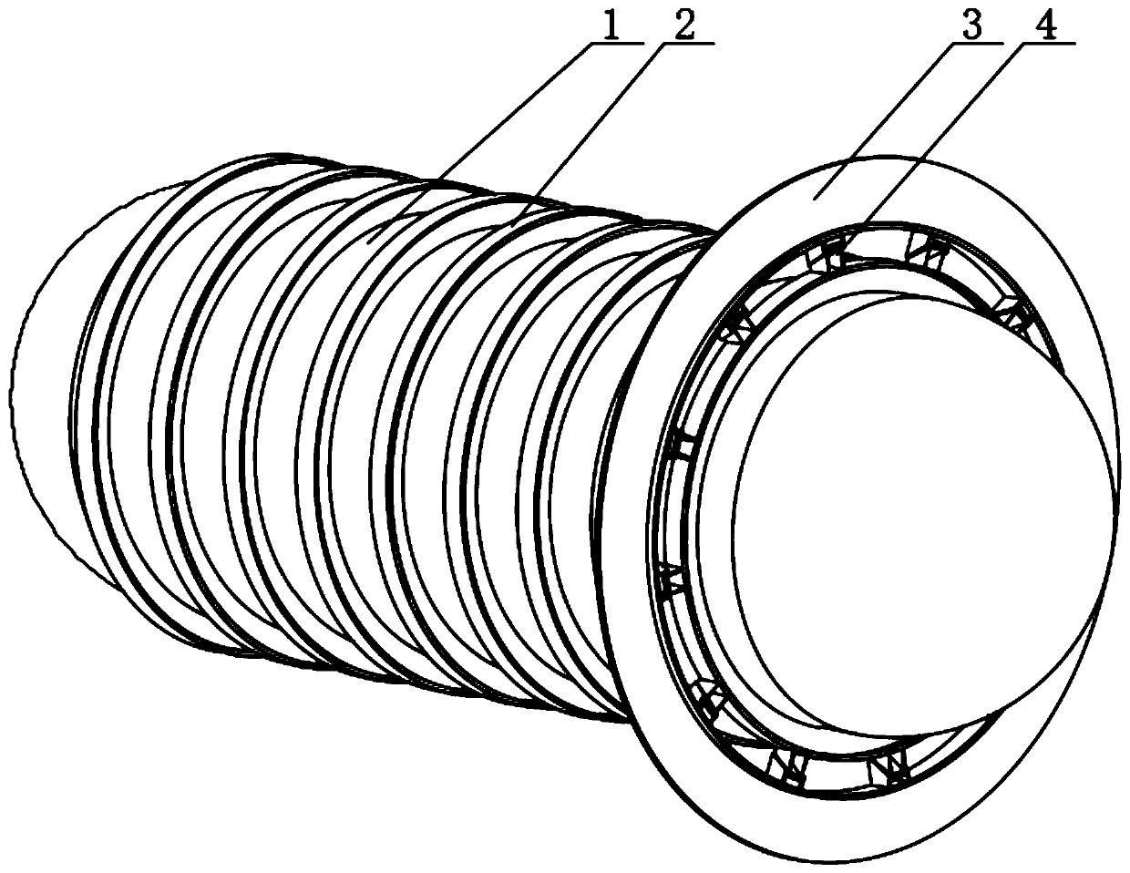 Deep sea submersible vehicle pressure-proof body limiting and shrinkage deformation compensating device and mounting method thereof