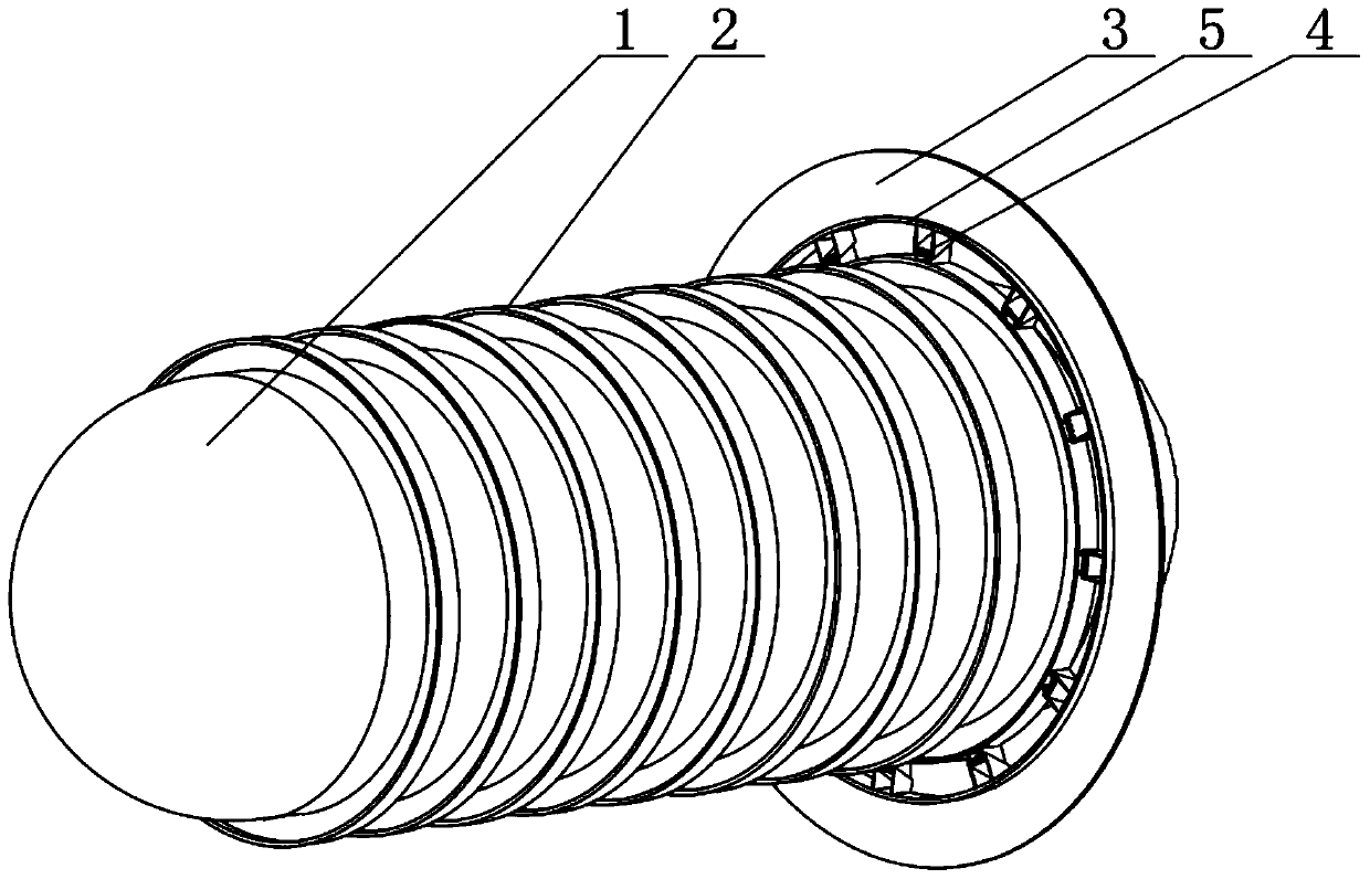 Deep sea submersible vehicle pressure-proof body limiting and shrinkage deformation compensating device and mounting method thereof