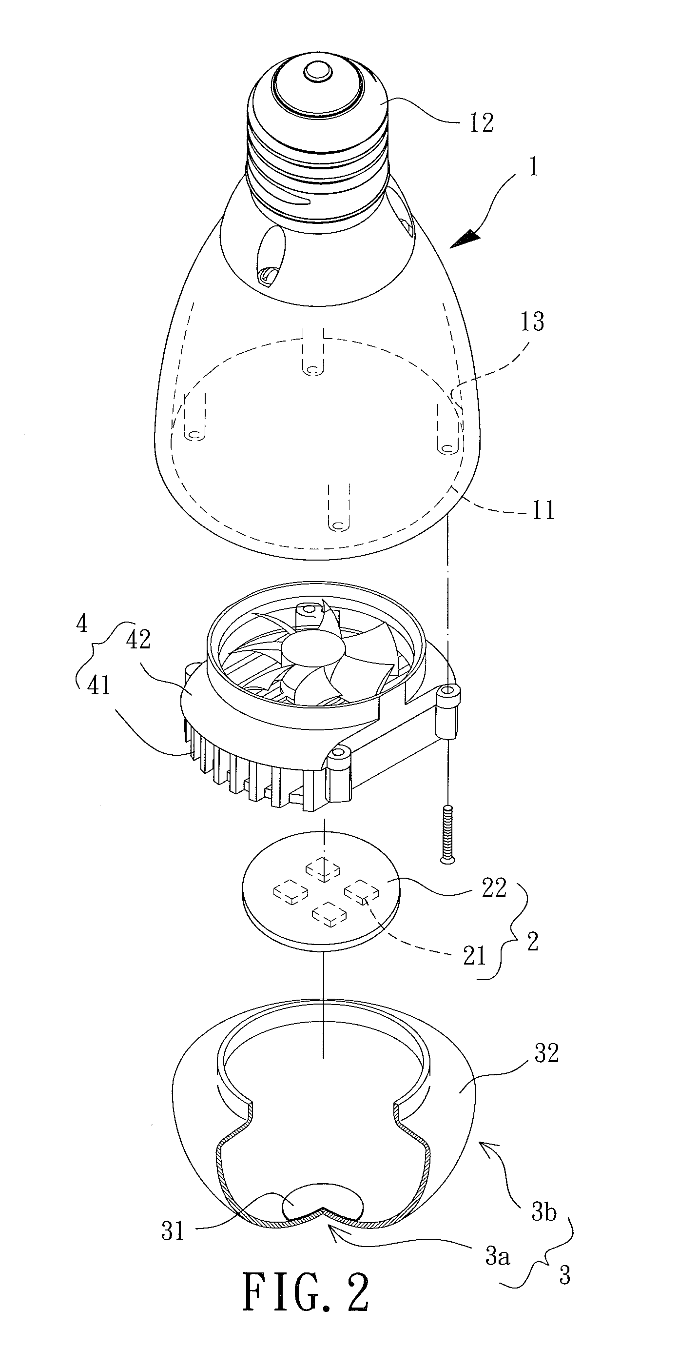 Lamp with wide-angle light emission and bulb thereof