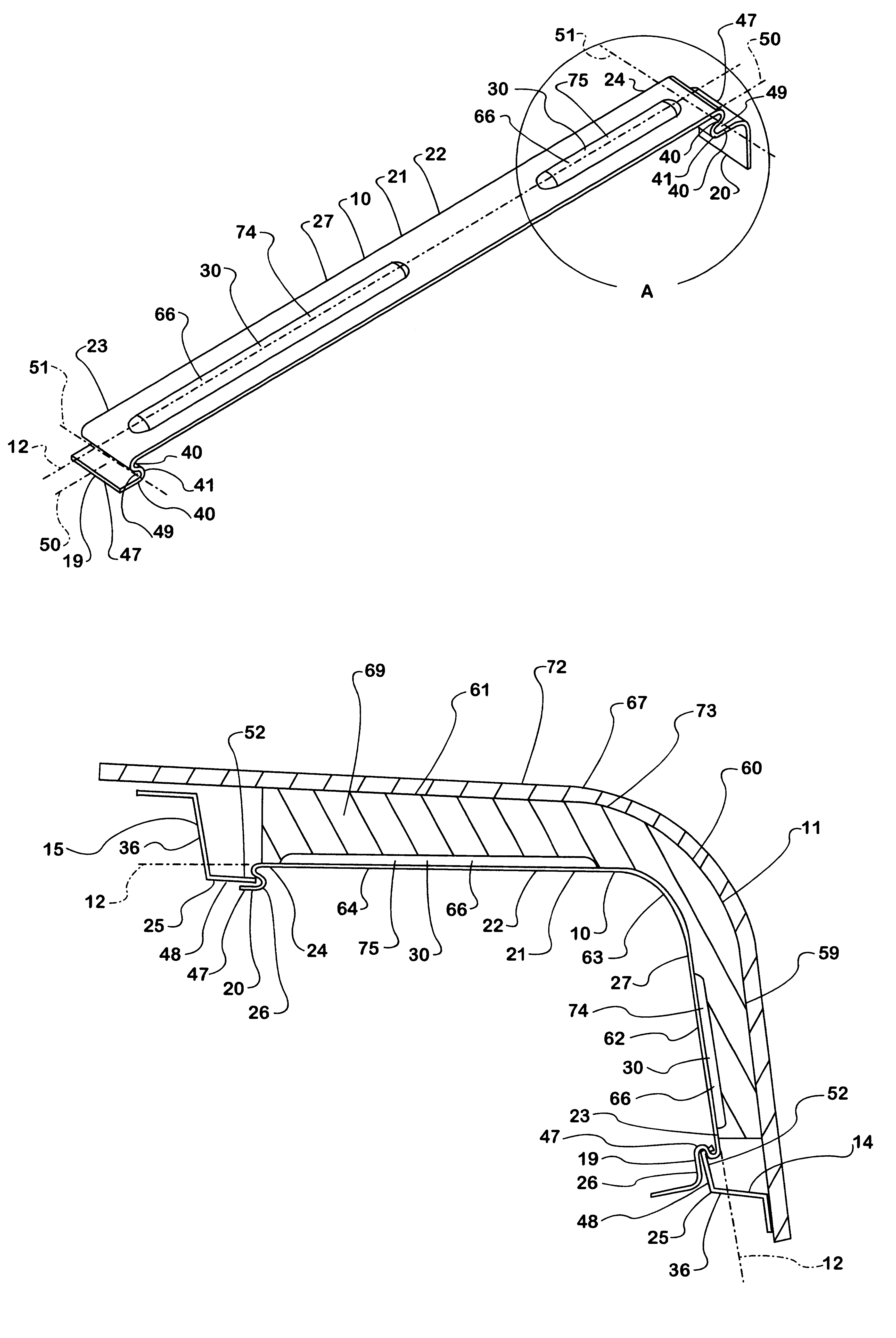 Device and method to hold sound insulation in vehicle hood