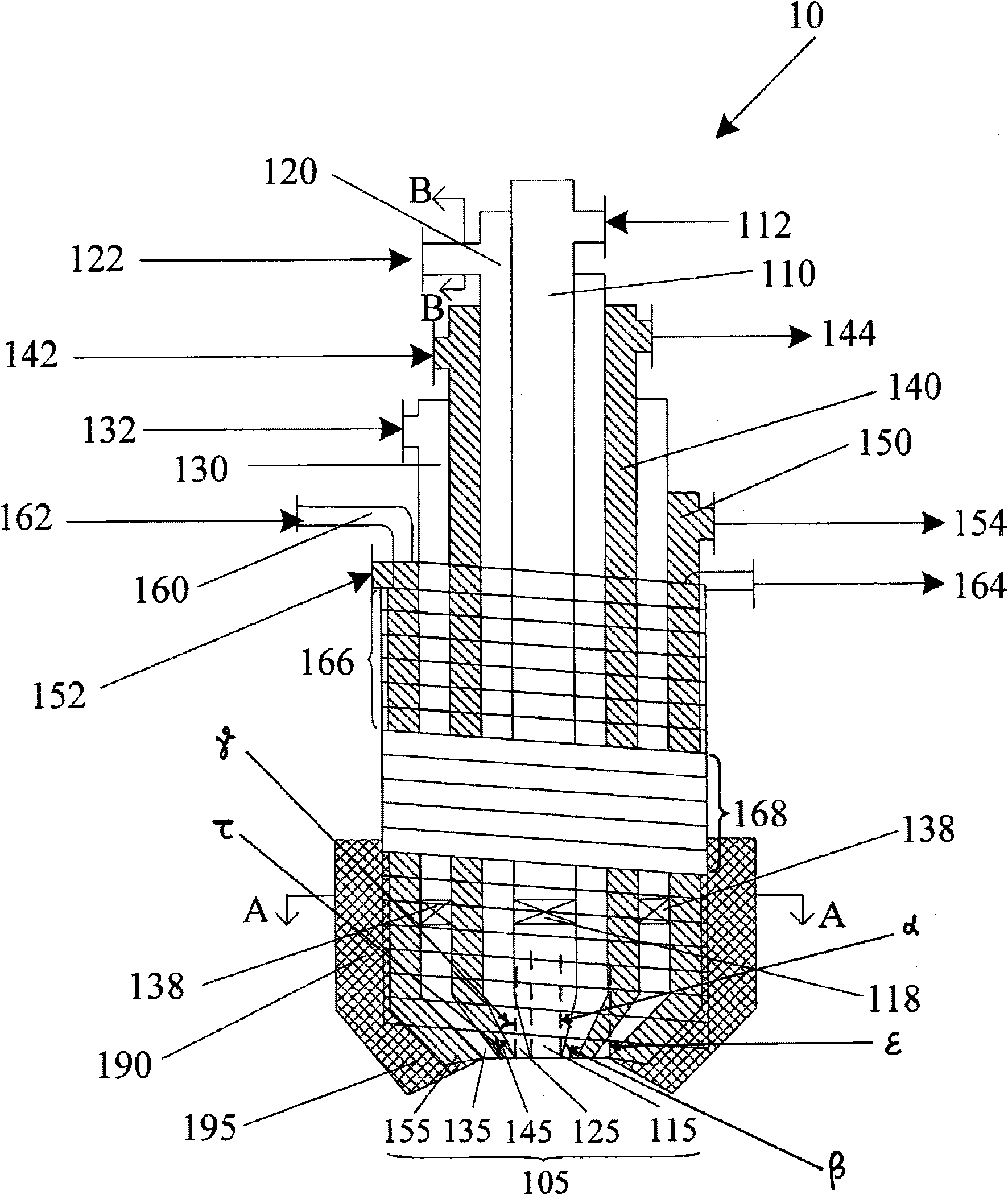 Process nozzle and system for gasifying water coal slurry and application thereof