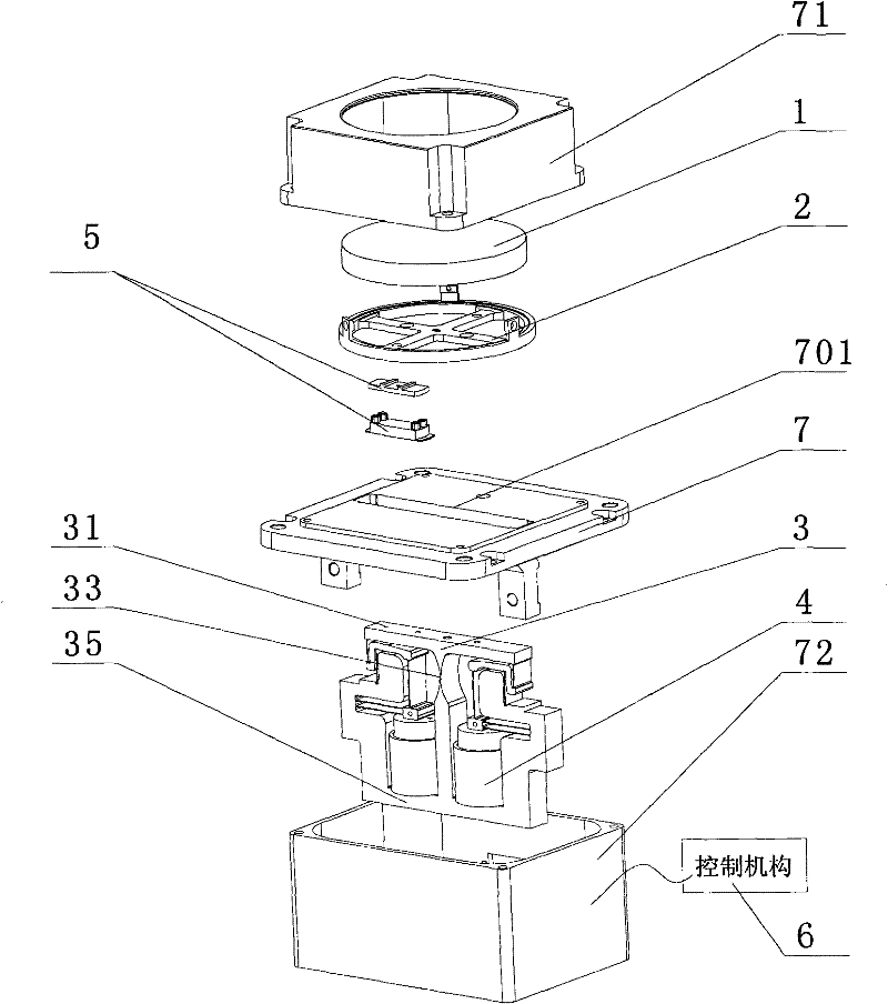 Light beam precision pointing device based on resolution multiplied compliant mechanism