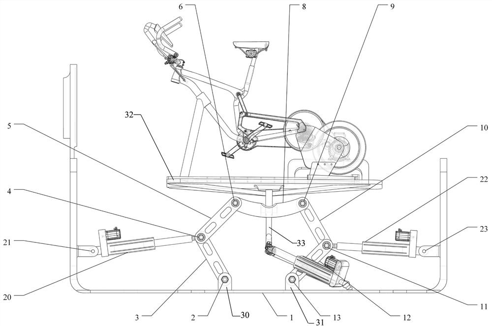 Four-degree-of-freedom hybrid cycling simulation platform