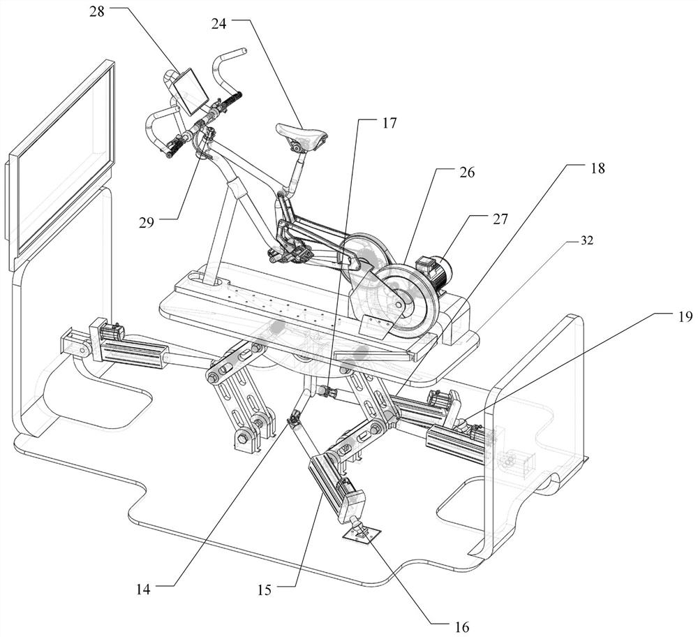 Four-degree-of-freedom hybrid cycling simulation platform