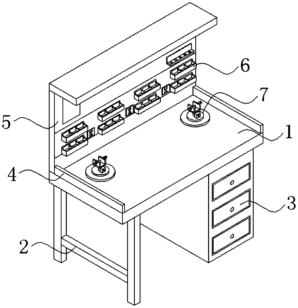 Multifunctional spare and accessory part assembling table for automobile repair machining