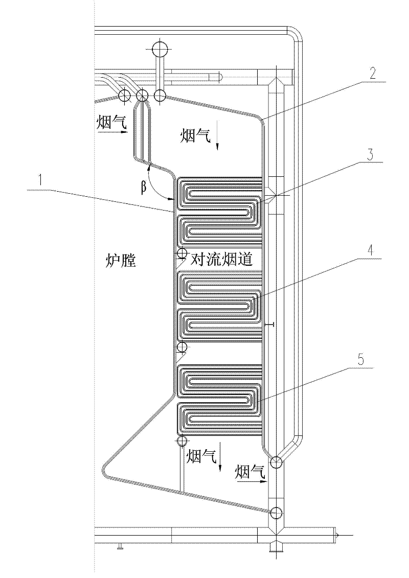 Novel structure of convection heating surface of corner tube hot-water boiler