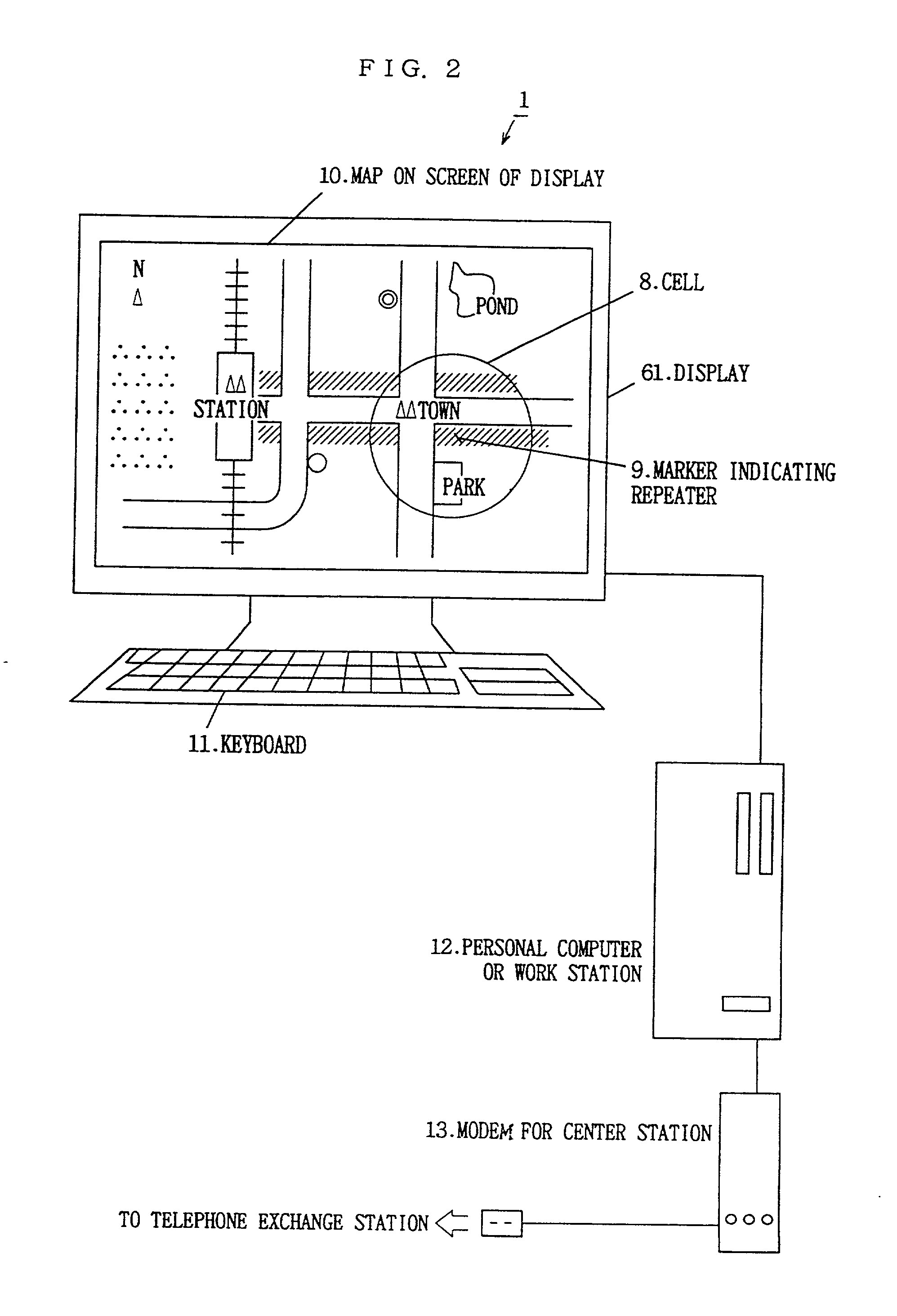 Position display system of mobile terminal