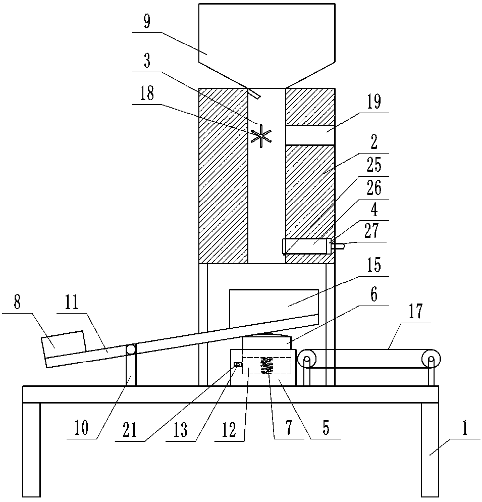 Packaging device for seed packaging machine