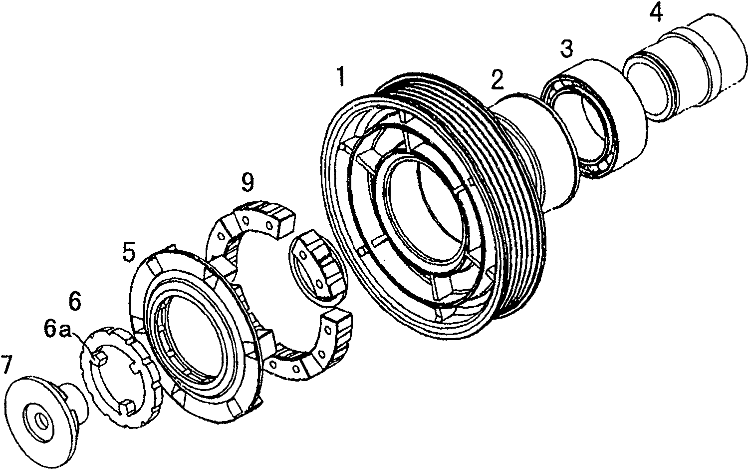 Device for transferring torque from electromotor to compressor