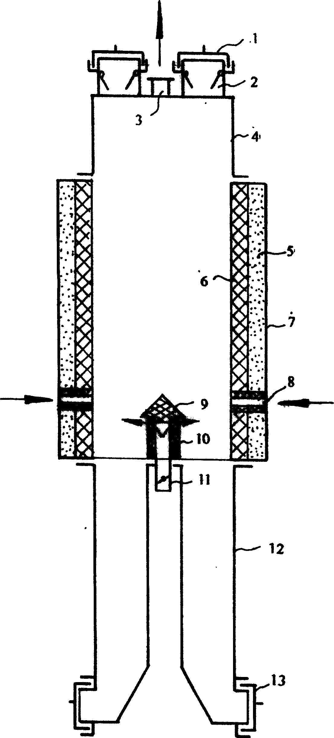 Method and device for dry distillation and charring of internal combustion self-heating moving bed