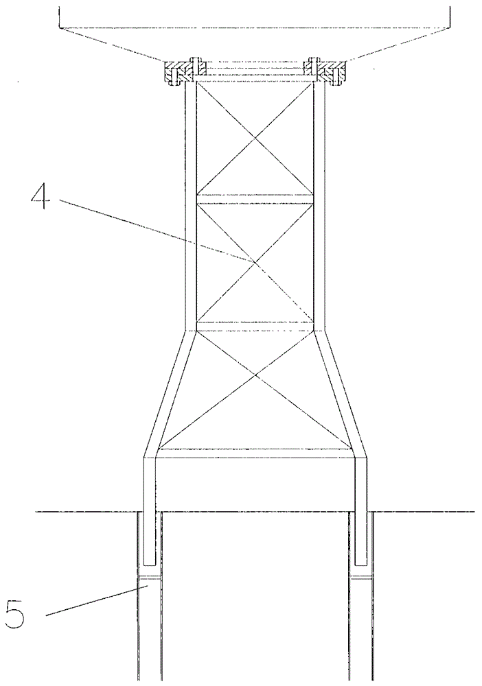 Foundation of truss type rear column structure for boarding bridge and its construction method