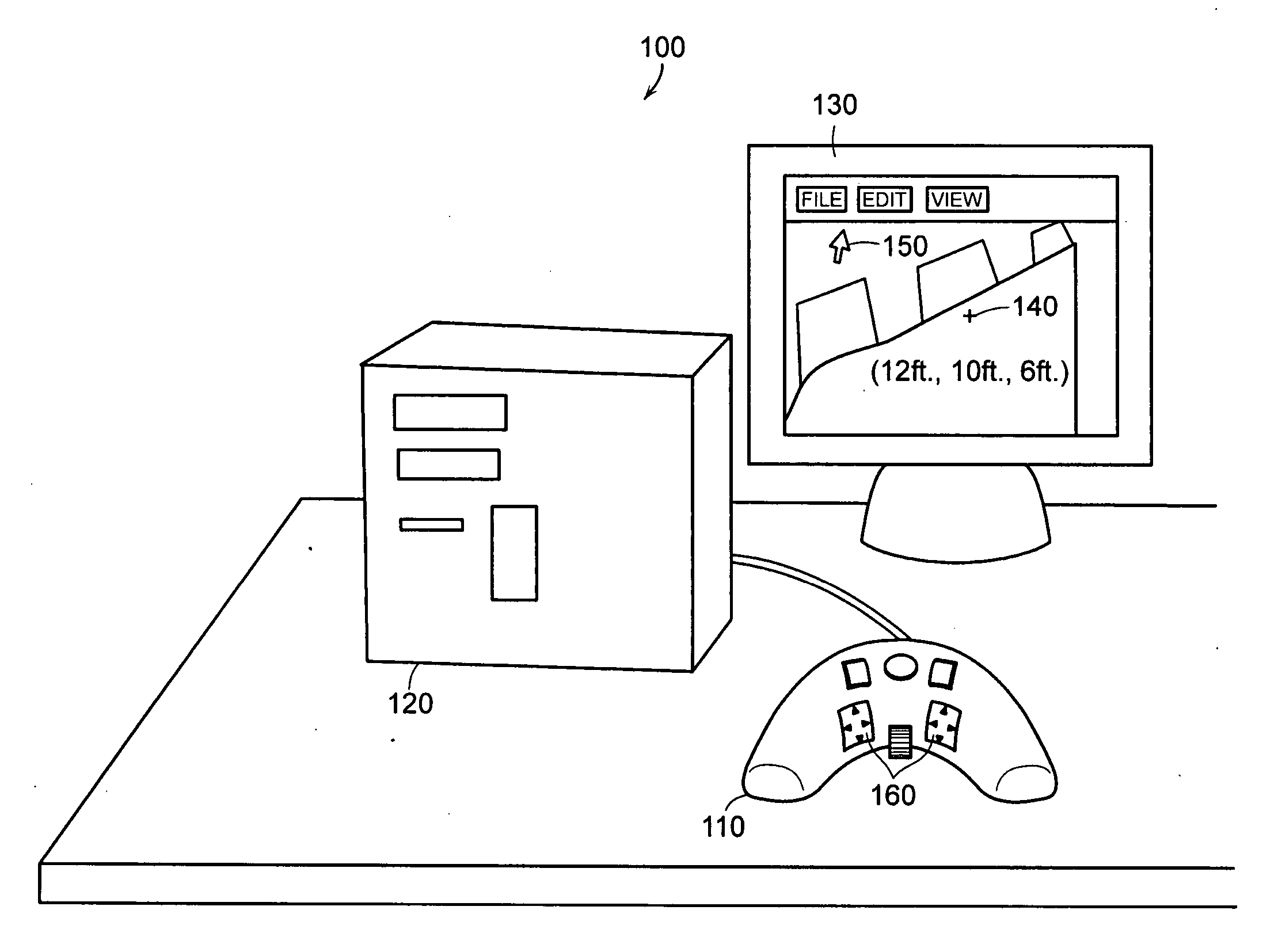 Input device for controlling movement in a three-dimensional virtual environment