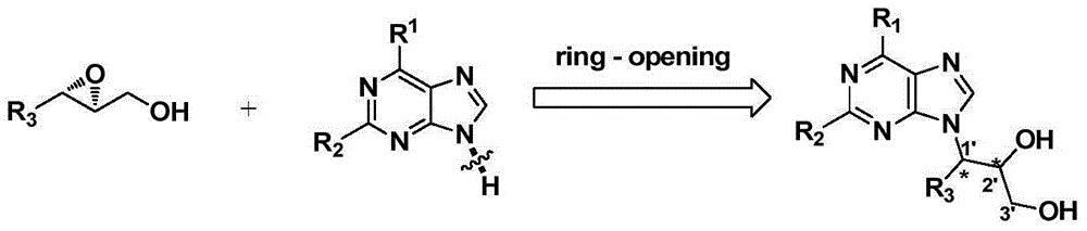 Synthetic method of novel chiral non-cycle purine nucleoside analogue