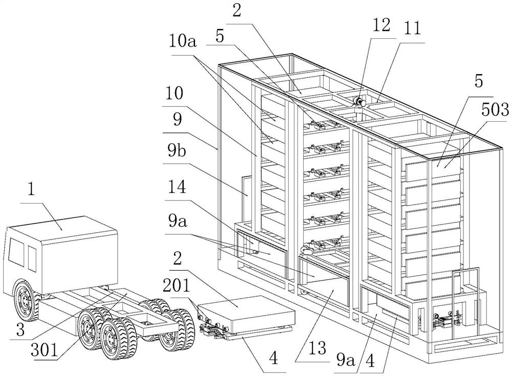 Box-type battery replacing station of electric commercial vehicle