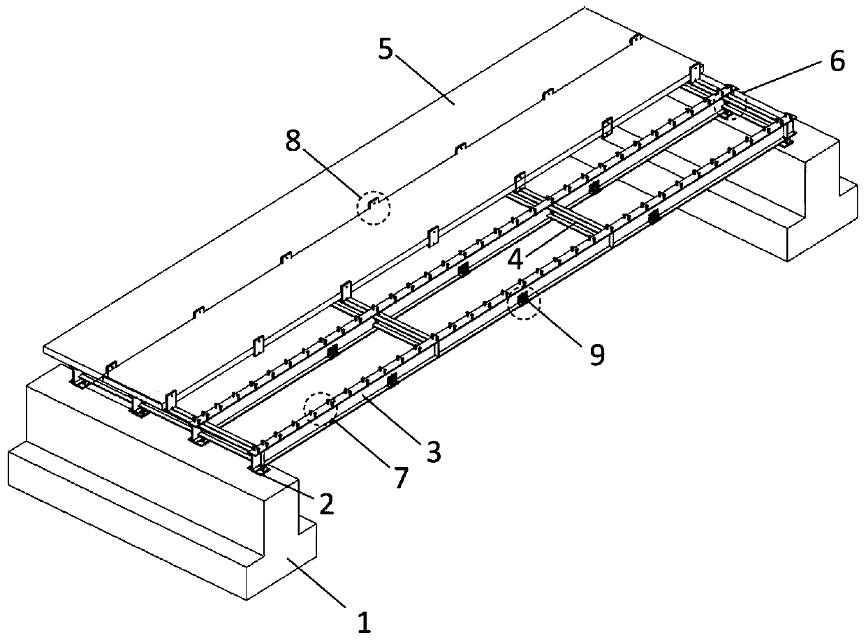 Modular steel-concrete composite bridge model and method for bridge damage identification test