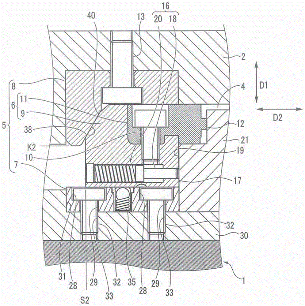 Sliding core device