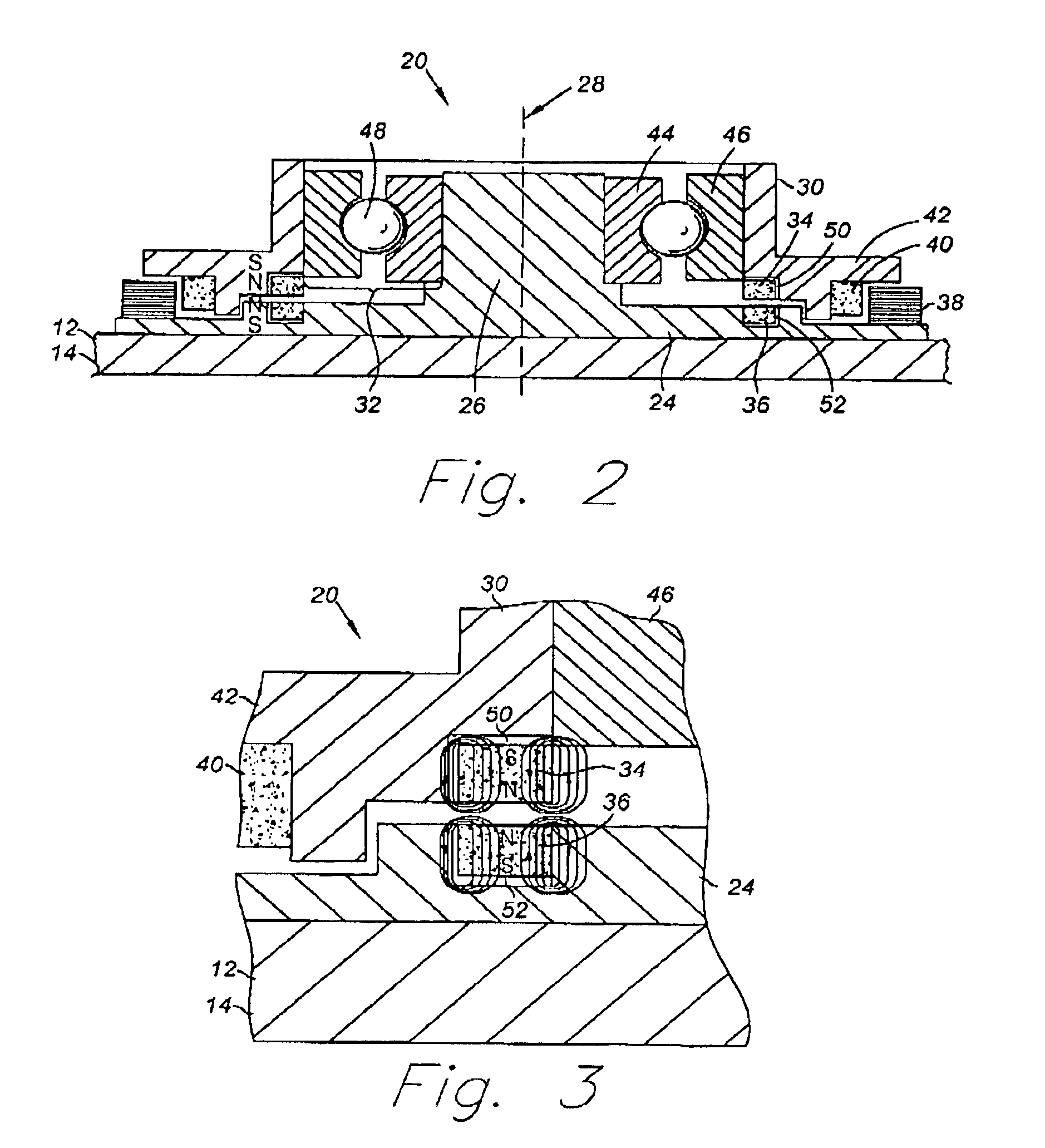 Spindle motor including magnetic element for pre-loading a ball bearing set
