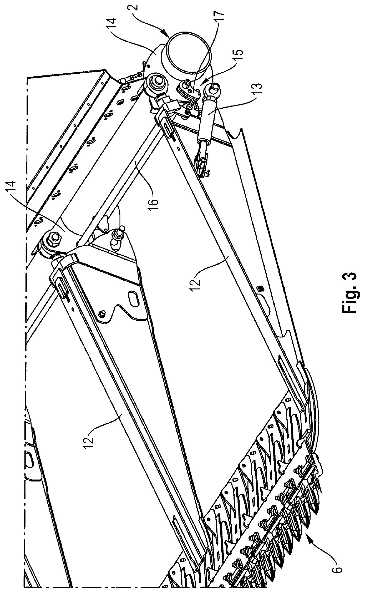 Height control system for a front harvesting attachment