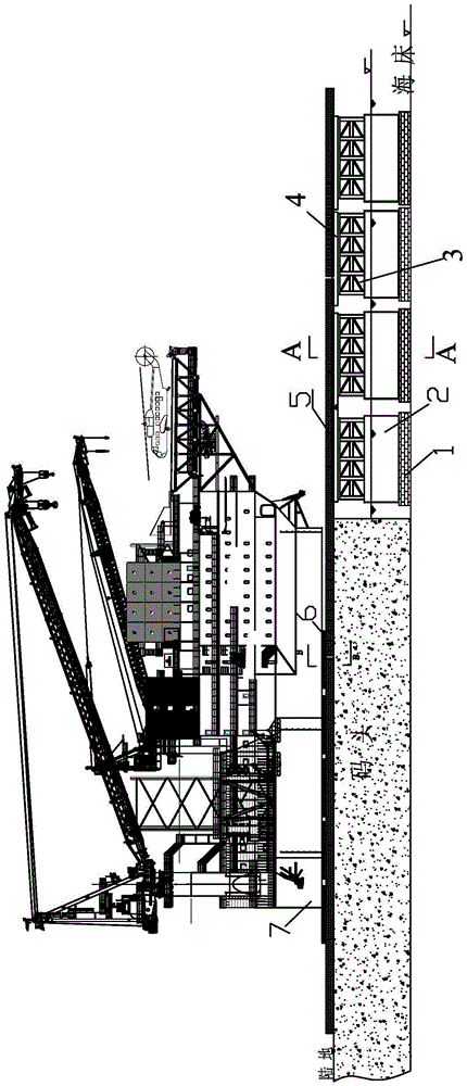 Apparatus and method for building and launching a self-elevating platform on flat ground