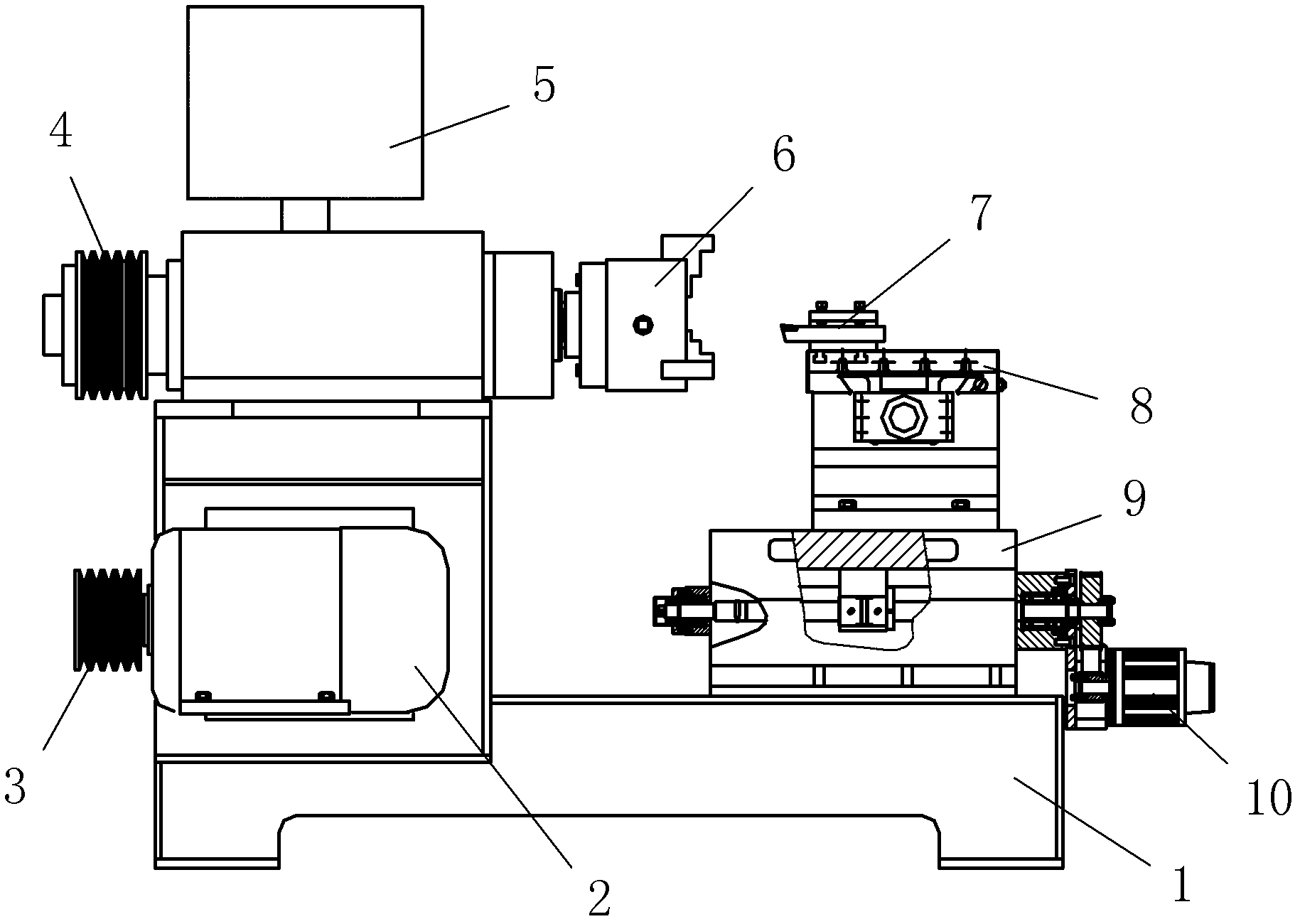 Special numerically controlled lathe for cutting inner arc curved surface