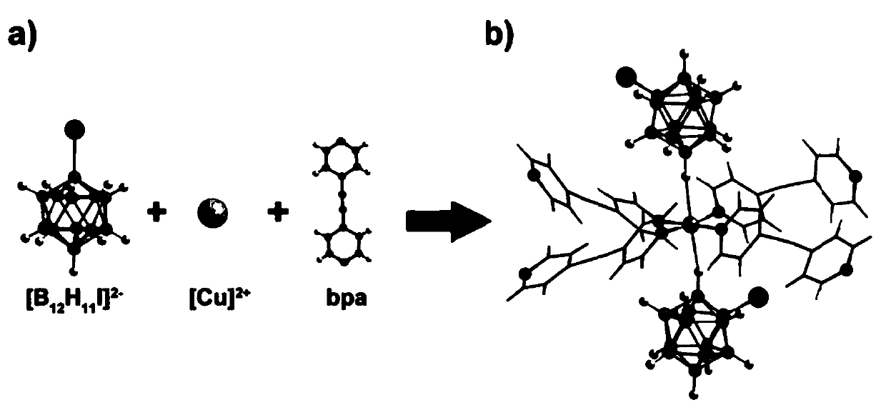 Supramolecular microporous framework material supported by functionalized caged borane anion pillars and its preparation method and application