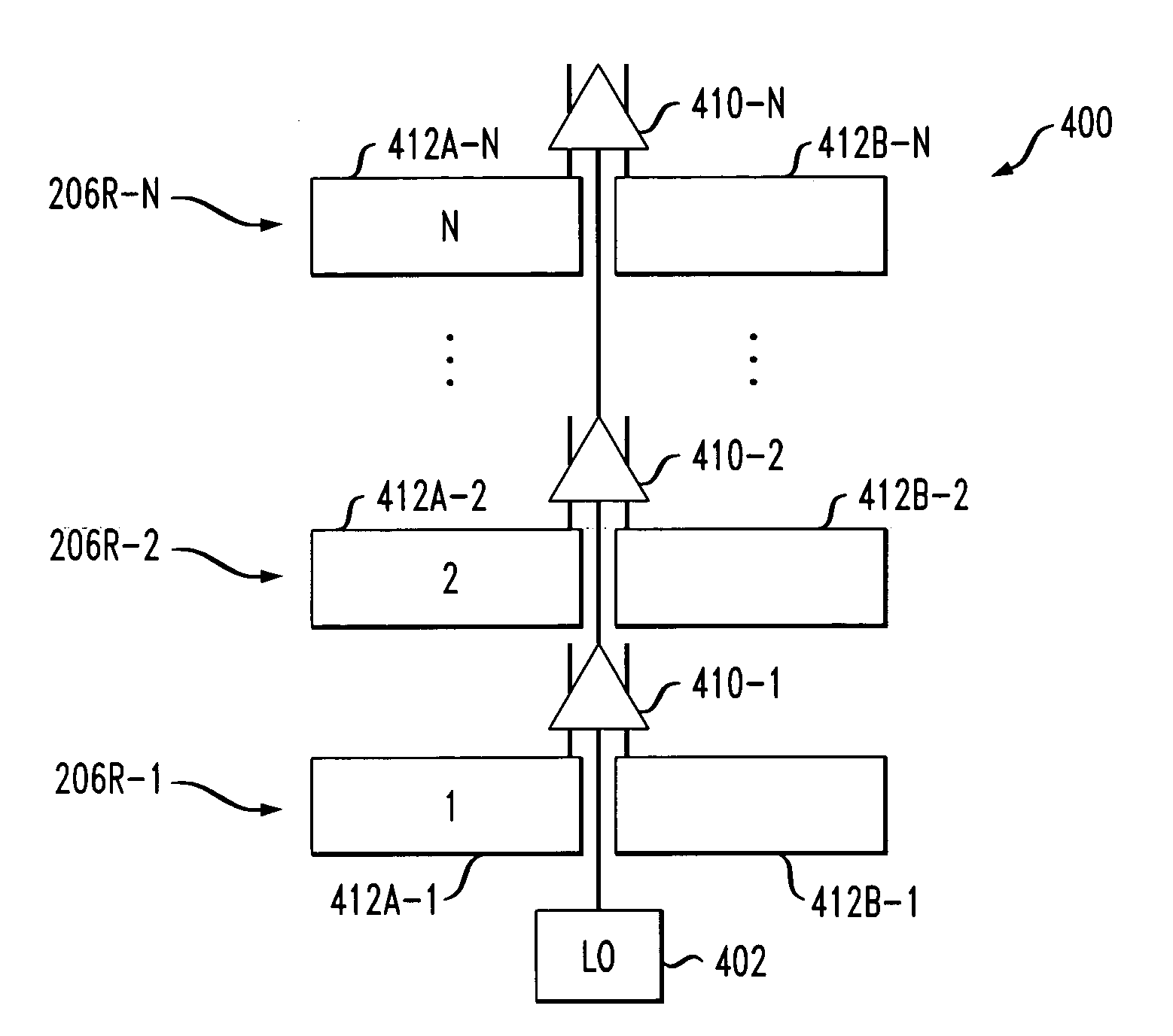 Communication system transmitter or receiver module having integrated radio frequency circuitry directly coupled to antenna element