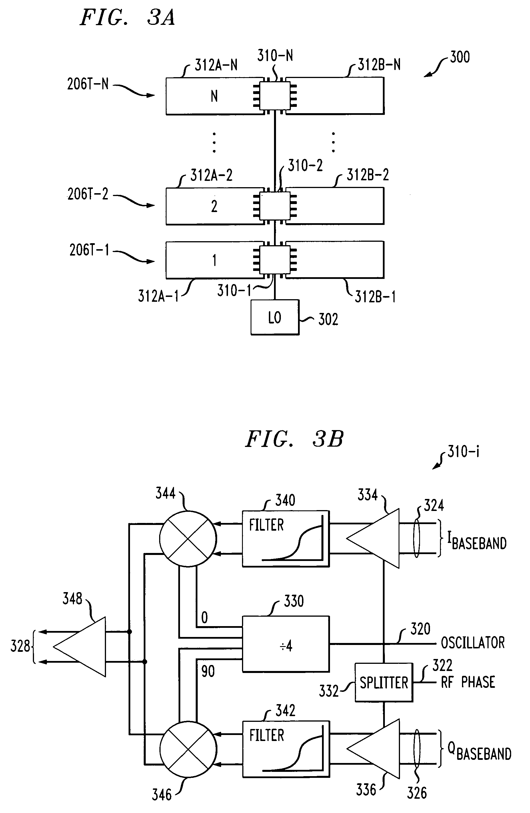 Communication system transmitter or receiver module having integrated radio frequency circuitry directly coupled to antenna element