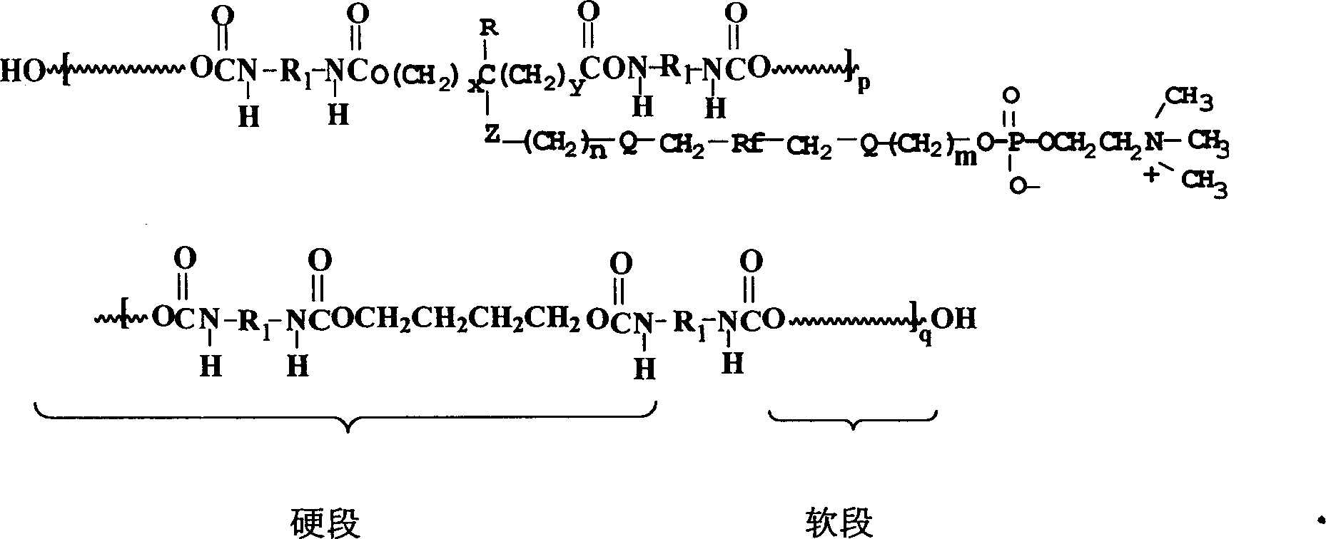 Polyurethane material with side chain possessing fluorophosphatidylcholine and its preparation method