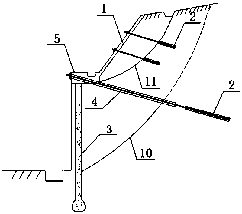 Unloading piled anchor multi-stage support structure and construction method