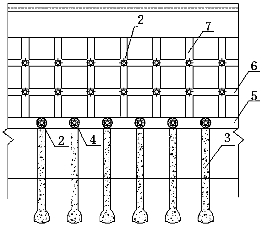 Unloading piled anchor multi-stage support structure and construction method