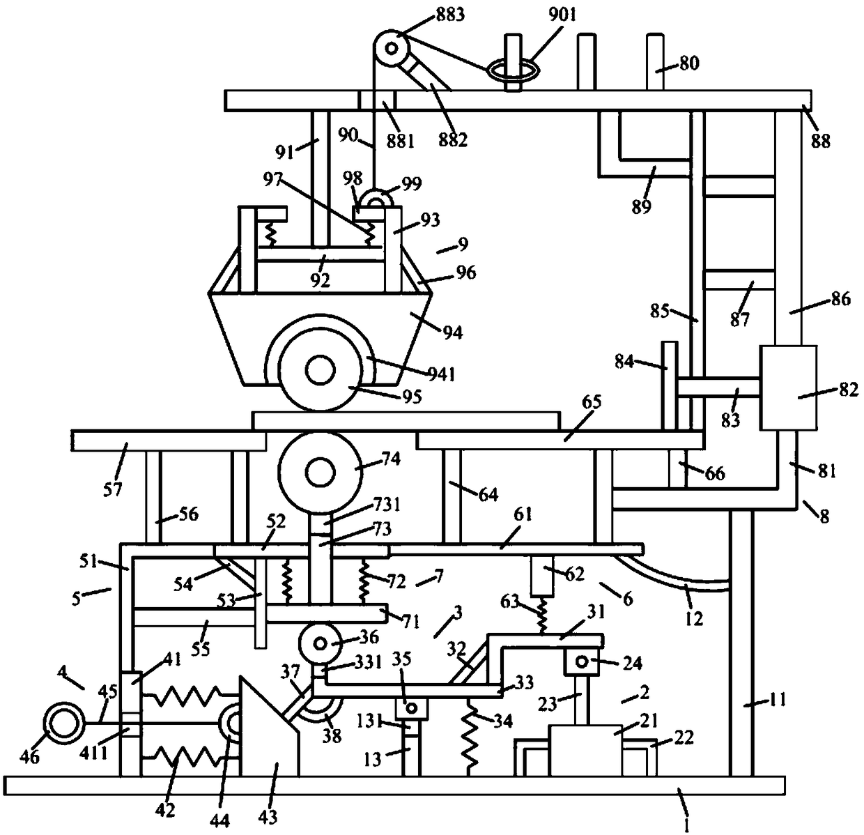 A pressing equipment for building material board production