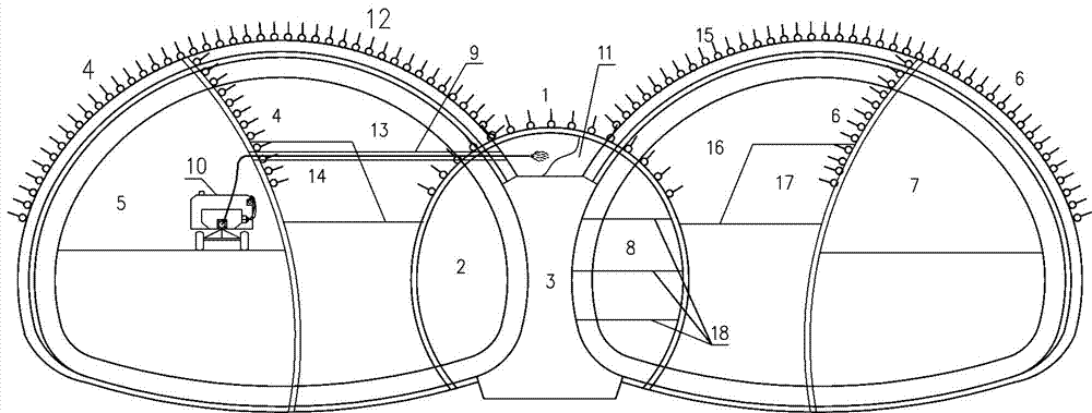 Backfill construction method of pilot tunnel vault in double-arch tunnel