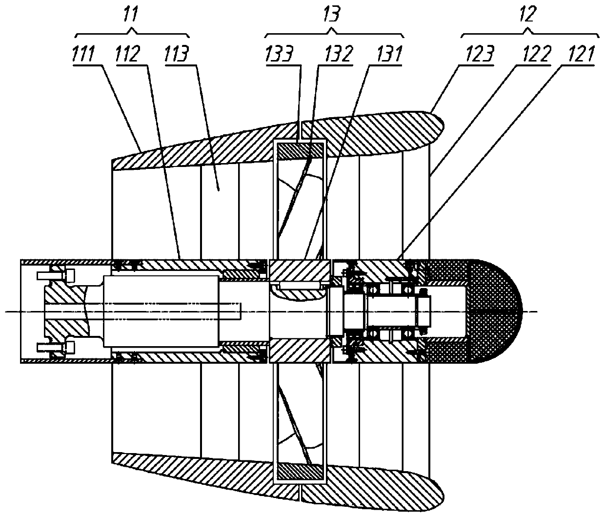 Shaftless pump-jet propeller hydrodynamic force performance test apparatus