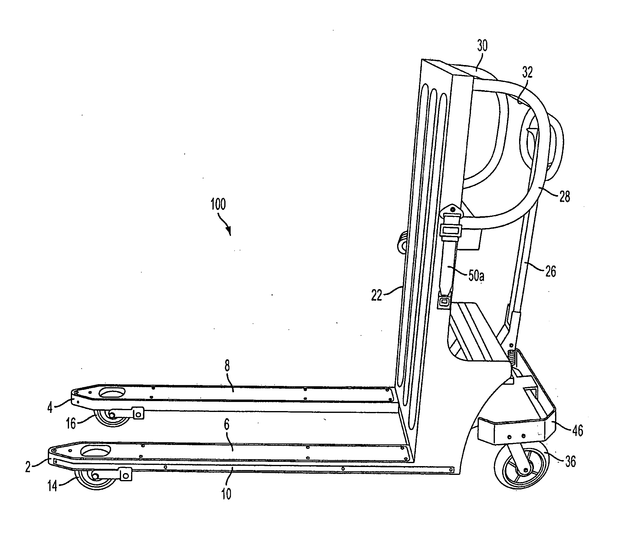 Pallet jack system and method for the transportation of stackable packaged goods pallets