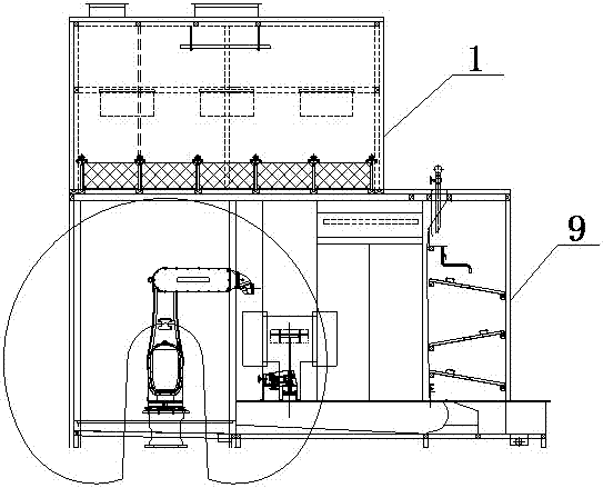 An internal circulation spray booth