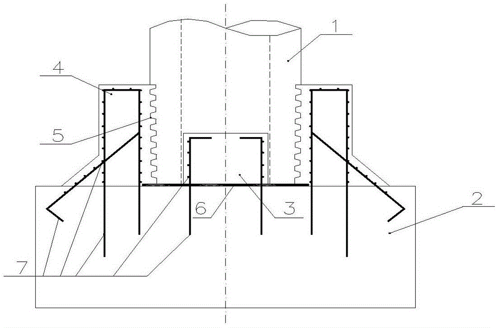 Connection structure of precast pier with annular section and bearing platform and construction method of connection structure