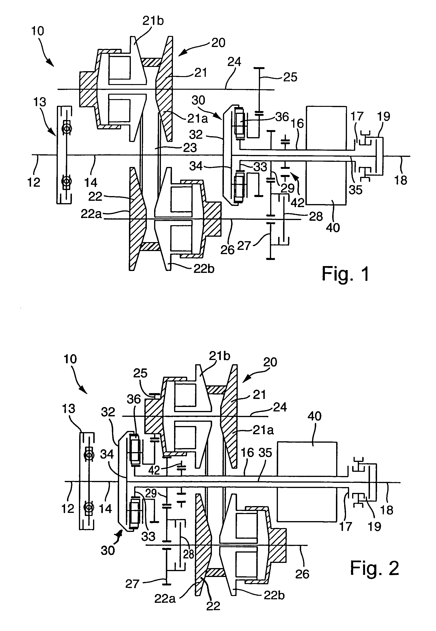 Power-branched transmission having a plurality of transmission ration ranges with continuously variable transmission ratio