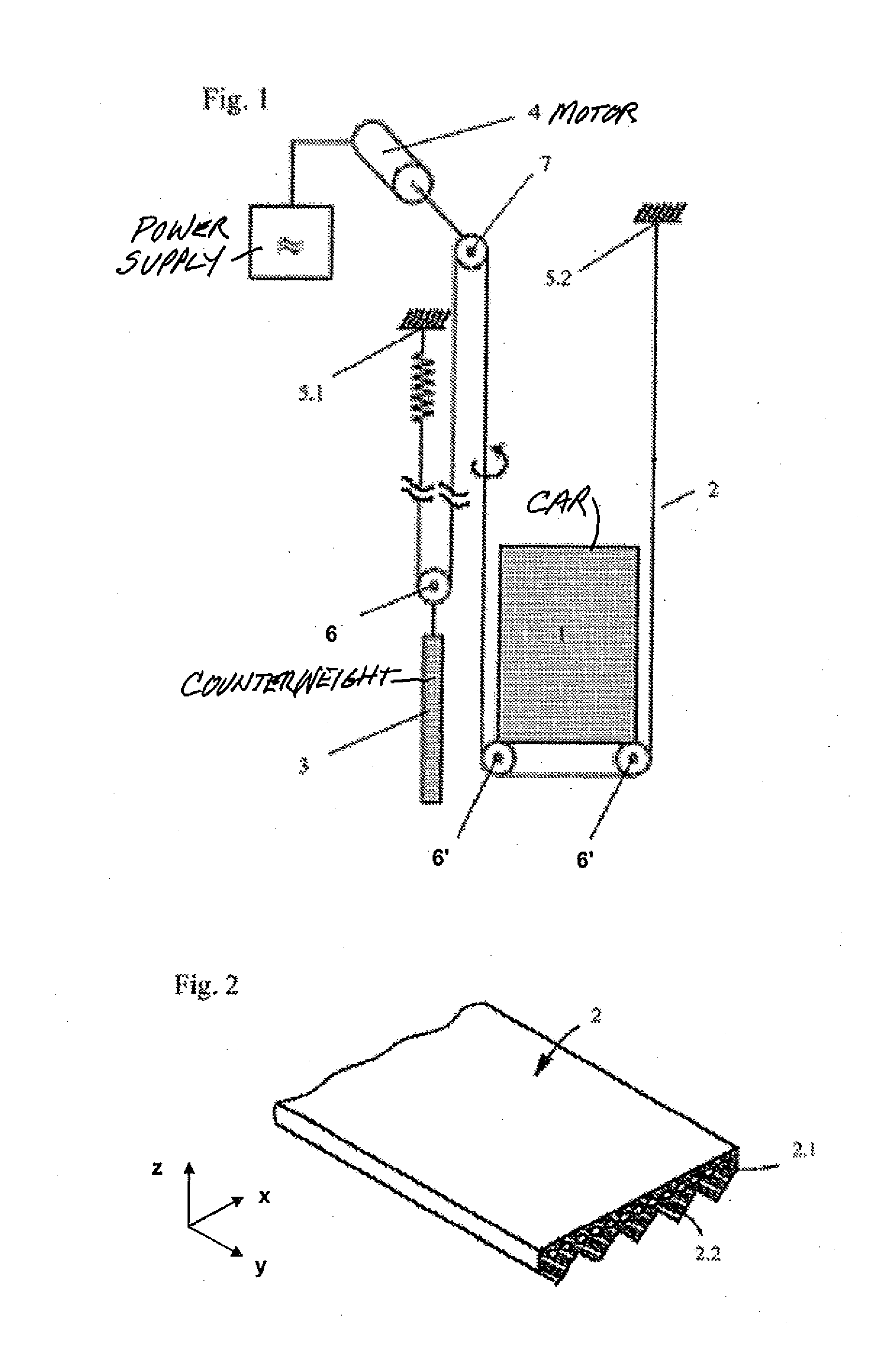 Elevator system with support means state detecting device and method for detecting a state of a support means