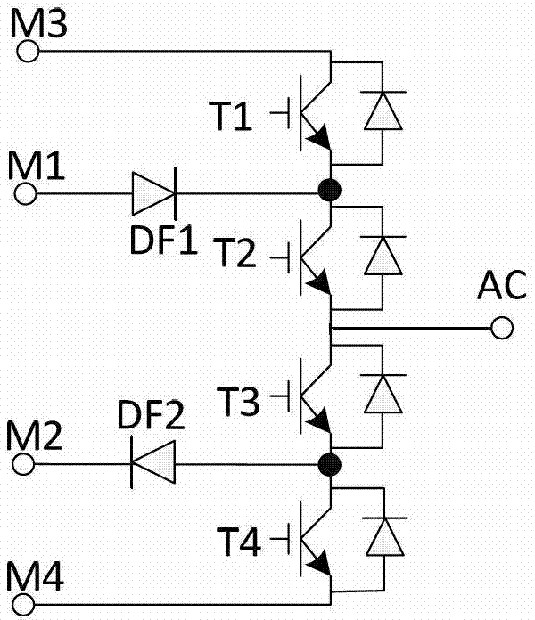 Four-level inverter topological unit and four-level inverter