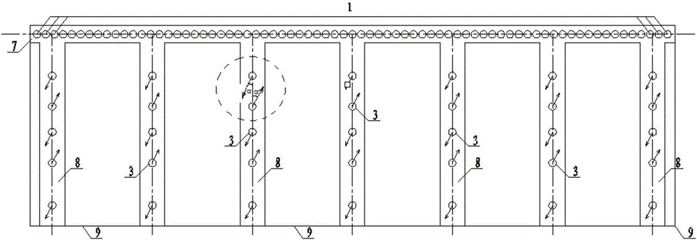 Bulkhead wall type supporting and blocking structure with oblique piles and relieving slabs combined